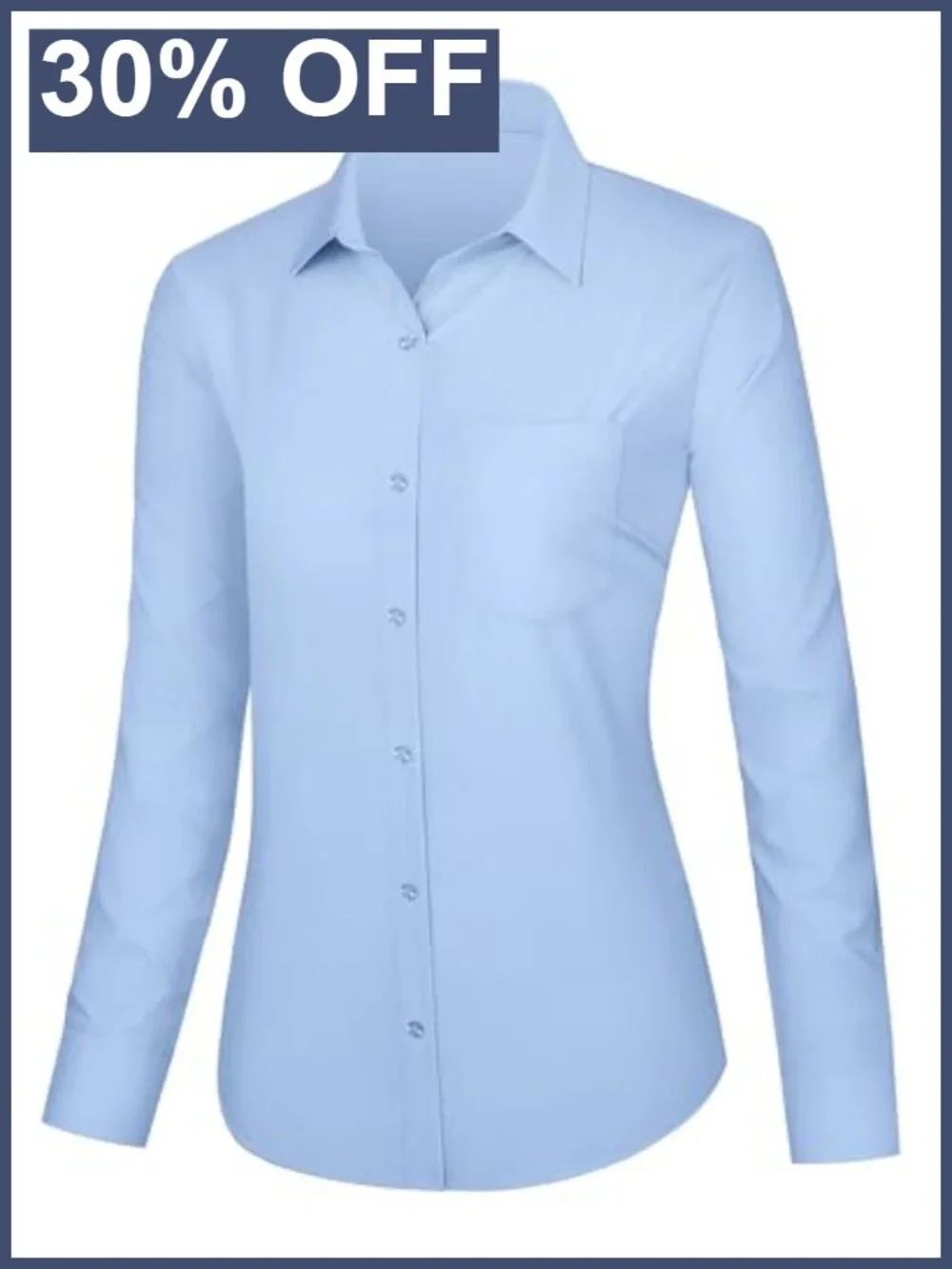 Wrinkle Free Cotton Blend Long Sleeve Button Down Shirt with Pocket
